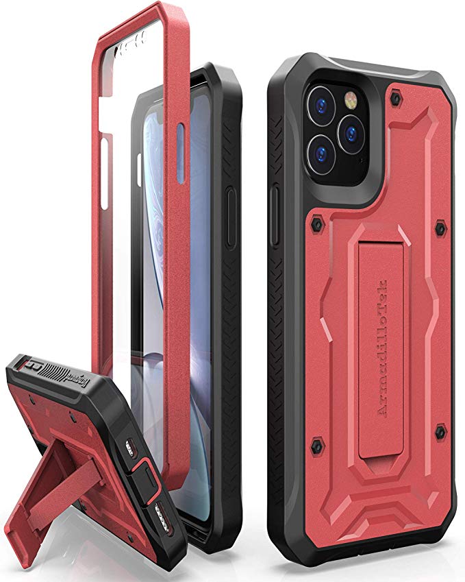 ArmadilloTek Vanguard Designed for iPhone 11 Pro Case (5.8 inches) Military Grade Full-Body Rugged with Built-in Screen Protector and Kickstand - Red