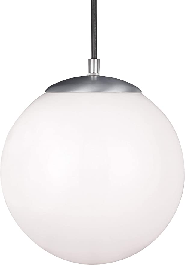 Sea Gull Lighting 6020-04 Leo Hanging Globe One-Light Pendant Hanging Modern Light Fixture, Satin Aluminum Finish