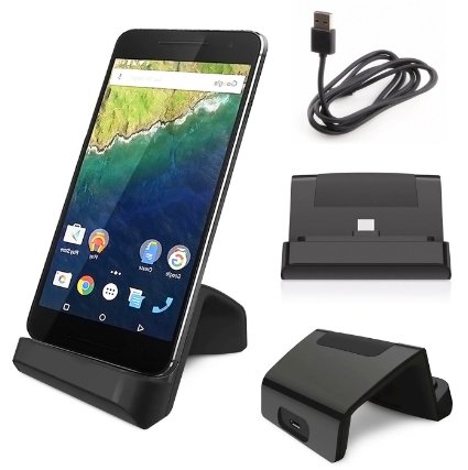 USB C Charger, Acessor-Z USB to Type-C Desktop Sync & Charge Dock Rapid Fast Charging Cradle Stand for OnePlus Two 2, LG G5, HTC ONE A9, Google Nexus 5X/6P, Moto Droid Turbo 2, Lumia 950XL (Black)