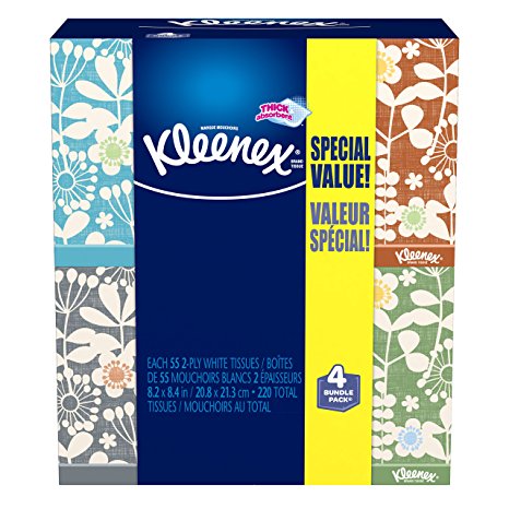 Kleenex Everyday Facial Tissues, 55 ct, 4 Pack