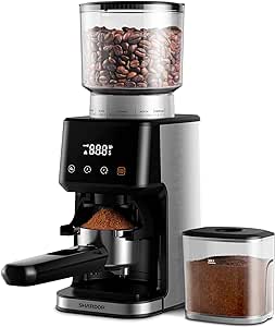 SHARDOR Conical Burr Espresso Coffee Grinder Electric with Precision Timer 2.0, Touchscreen Adjustable Burr Mill with 51 Precise Settings for Home Use, Anti-static, Stainless Steel