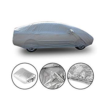 LeaningTech M/L/XXL Size Breathable Universal Fit UV Outdoor Full Car Auto Cover Silver