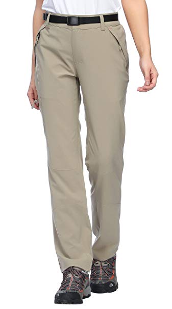 MIER Women's Outdoor Cargo Pants Lightweight Stretchy Hiking Pants with Large Zipper Pockets, Quick Dry