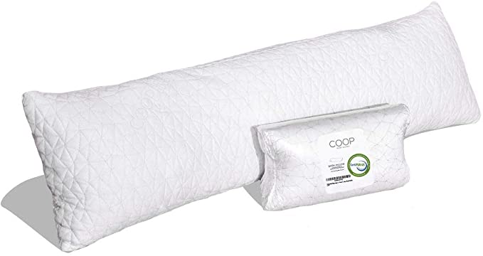 COOP HOME GOODS - Adjustable Body Pillow - Hypoallergenic Cross-Cut Memory Foam – Perfect for Pregnancy - Lulltra Zippered Washable Cover - CertiPUR-US and GREENGUARD Gold Certified - 20x54