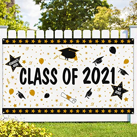 Graduation Banner - Extra Large 78" x 45" - Class Of 2021 Graduation Backdrop Banner - 2021 Graduation Party Decorations Supplies - 2021 Congrats Grad Photo Booth Backdrop