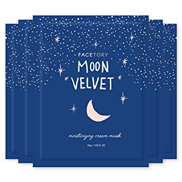 FaceTory Moon Velvet Moisturizing Cream with Jojoba Oil Sheet Mask (Pack of 5) - Moisturizing, Brightening, and Anti-Aging