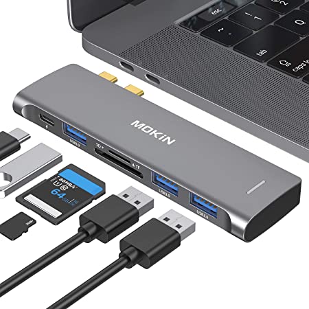 USB C Adapter for MacBook Pro Air, Mac Adapter USB C, MacBook Pro Air Accessories Adapters with 3 USB 3.0 Ports, TF/SD Card Reader,USB-C 100W PD for MacBook Pro 13″15" 16", MacBook Air 2018 2019