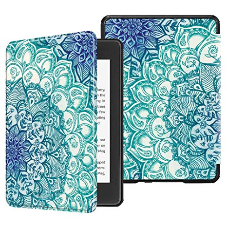 Fintie Slimshell Case for All-new Kindle Paperwhite (10th Generation, 2018 Release) - Premium Lightweight PU Leather Cover with Auto Sleep/Wake for Amazon Kindle Paperwhite E-reader, Emerald Illusions