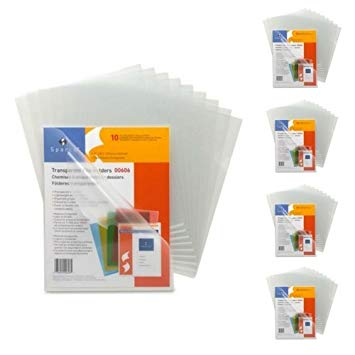 Sparco Transparent File Holder - Letter - 8.50" Width x 11" Length Sheet Size - 100 Sheet Capacity - Clear - 50 / Pack