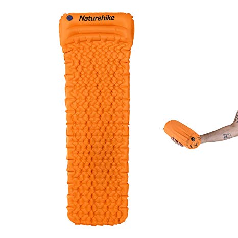 Naturehike Ultralight Camping Mattress,Inflating Mat Inflatable Pad Mattress with Attached Inflatable Pillow-Compact and Moistureproof for Hiking, Backpacking, Hammock,Tent,Camping,Travelling