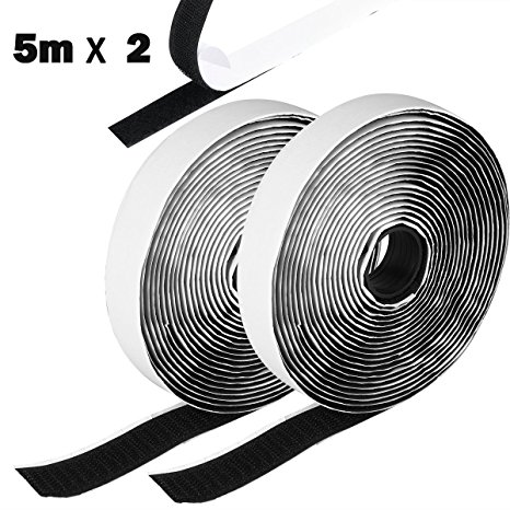 Hook and Loop Tape, Etmury Self Adhesive Sticky Tape, Heavy Duty Hook Loop Tape Reusable Double Sided Sticky Tape Roll -Black(5M)