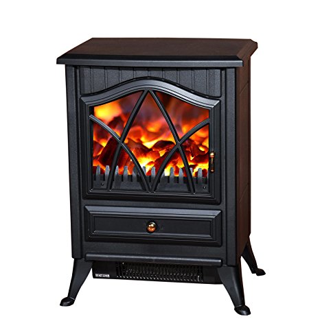 HOMCOM 1850W LOG BURNING FLAME EFFECT STOVE HEATER ELECTRIC FIRE PLACE FIREPLACE FAN