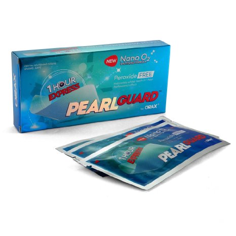 Teeth Whitening Strips - 28 PearlGuard PROFESSIONAL HIGH GRADE Peroxide Free Whitening Strips Revolutionary 1 Hour Express Home Tooth Whitening Treatment EU and UK Approved Swiss Formula Made in EU by ORAX Safer than the best TeethTooth Bleaching Whitening Kits Pens and Other Bleach Whitening Systems
