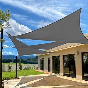 Artpuch 20'x20'x20' Sun Shade Sails Canopy Triangle Dark Grey, 185GSM Shade Sail UV Block for Patio Garden Outdoor Facility and Activities