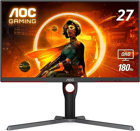 AOC Q27G3XMN 27" QHD 2560x1440 Gaming Monitor with Mini-LED Backlight, 180Hz 1ms, Adaptive-Sync, VESA DisplayHDR 1000, Height Adjustable, 3-Year Zero-Bright-dot