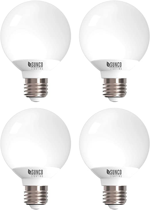 Sunco Lighting 4 Pack G25 LED Globe, 6W=40W, Dimmable, 450 LM, 4000K Cool White, E26 Base, Ideal for Bathroom Vanity or Mirror - UL & Energy Star