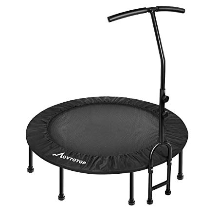 MOVTOTOP Mini Trampoline with Safety Pad, Indoor Trampoline Rebounder, Folding Fitness Trampoline for Adults Kids