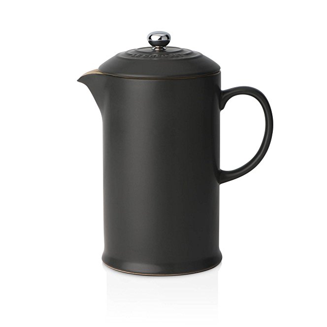 Le Creuset Stoneware Cafetiere with Metal Press, Satin Black, 750 ml