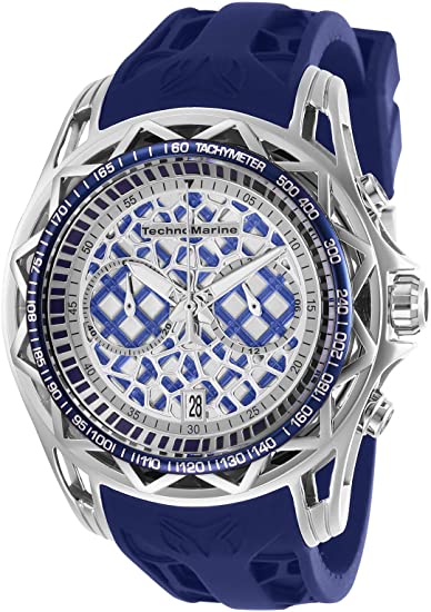 Technomarine Men's Technocell Stainless Steel Quartz Watch with Silicone Strap, Blue, 24 (Model: TM-318000)