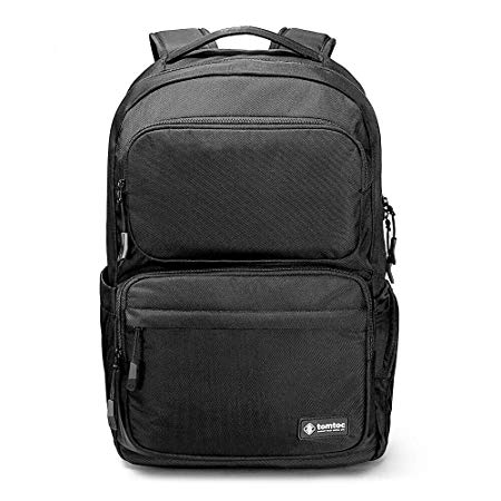 tomtoc Backpack for College High School & Office, Travel Backpack Book Bag Fits 15.6” Laptop MacBook & 11” iPad Pro Unisex, Anti Theft Pocket, Waterproof, Charging Port Design, 24L (Black)