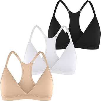 INIBUD Sports Bras for Women Racerback Seamless Bra Top Padded Wireless Triangle V Neck Adjustable Removable Bralette