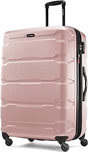 Samsonite Omni PC Hardside Expandable Luggage with Spinner Wheels, Pink, Checked-Large 28-Inch