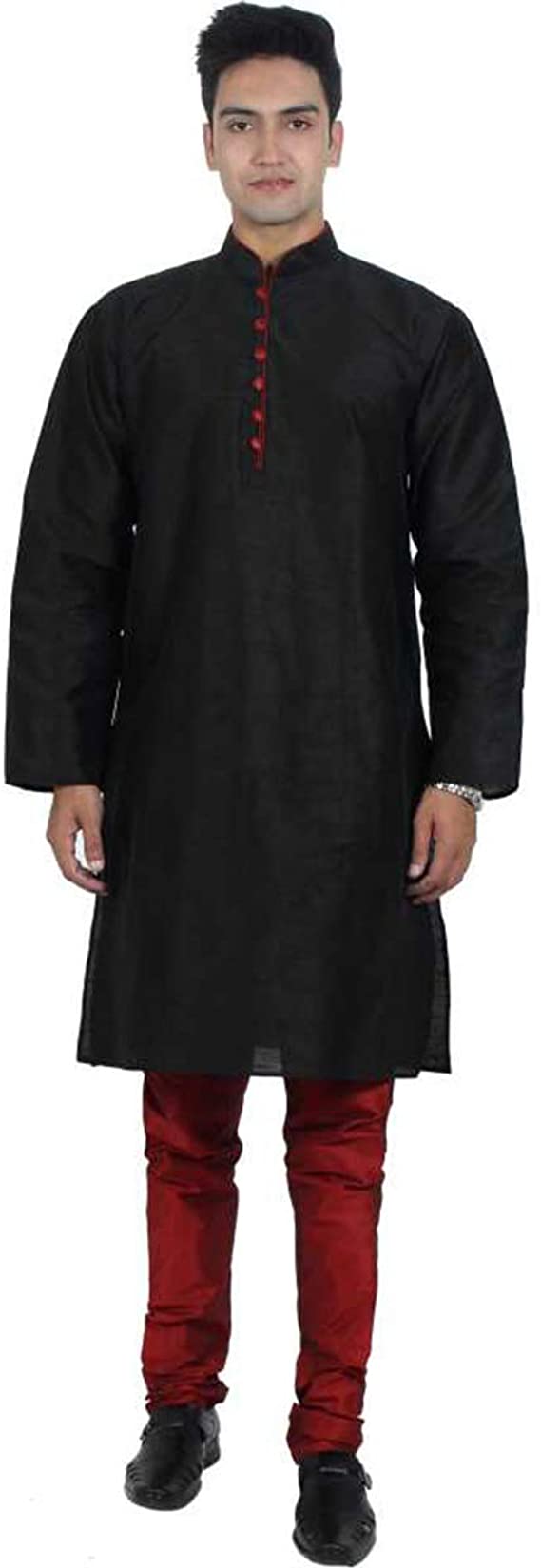 Men's Kurta Pajama Dupion Silk Indian Party Wear Traditional Dress Silk Ethnic Kurta Churidhar Set for Wedding