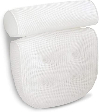 Luxurious Bath Pillow Non-Slip and Extra Thick with Head, Neck, Shoulder and Back Support. Soft and Large 14x13x4 Inches for The Ultimate Bathtub Relaxation Experience. Fits Any Tub