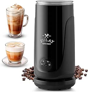 Zulay Automatic 4-in-1 Milk Frother and Steamer - Hot and Cold Foam Maker with Auto Shut Off & Temperature Control for Coffee, Latte, Cappuccino, Hot Chocolate - Black