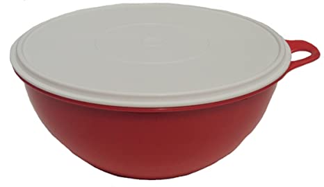 Tupperware Red Thatsa Bowl 32 Cup Mixing Bowl red with white cover