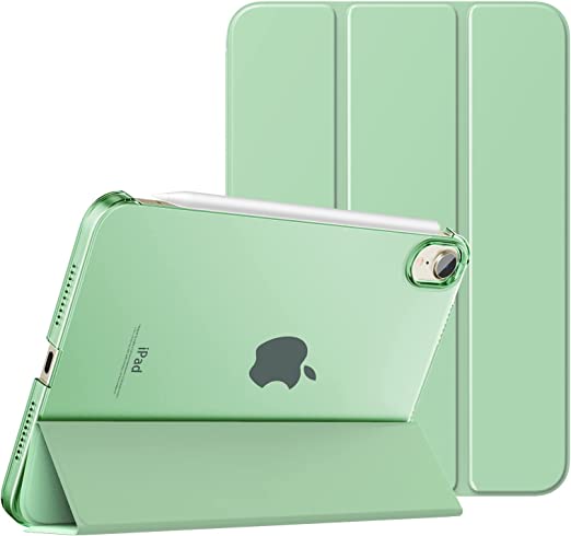 MoKo Case Fit New iPad Mini 6 2021 (6th Generation, 8.3-inch) - Slim Lightweight Hard Clear Back Shell Stand Cover with Translucent Frosted Back Protector, with Auto Wake/Sleep, Green