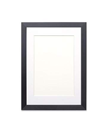 Picture frame/photo frame/poster frame with bespoke Mount - With a High Clarity Styrene Shatterproof Perspex Sheet - Moulding measures 19mm wide and 15mm deep - Black Frame with White Mount- 8"x 6 "for 6'' x4" pictures