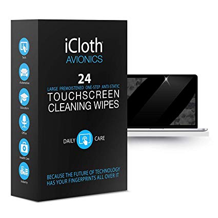 iCloth Large Screen Cleaning Wipes - Cleans and Protects a Computer Monitor, a Gaming PC a Touchscreen Desktop, a TV LED or LCD, Aviation and Automotive displays | iCA24 | 24 Wipe Box