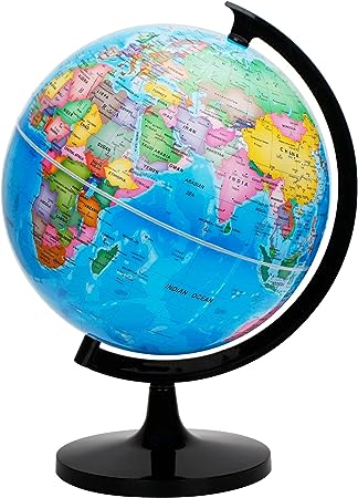 EXERZ 12" (30cm) World Globe Political Map - Large Educational Geographic Globe - Self Assembled School Globe - 30cm Diameter