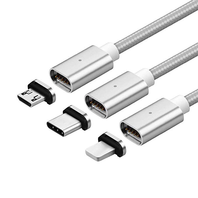 UGI Magnetic Cable 3 Pack 3 in 1 Micro USB Type C 3.3 FT Fast Charging Android USB C Cord Compatible for i-Product Phone X Xs Max XR 8 Plus Huawei Samsung Galaxy S4 S5 S6 S7 S8 S9 Plus Edge LG Sony