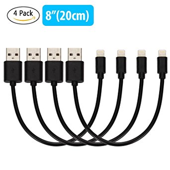 InkoTimes Short Lightning Cable 8 Inch [4 Pack] for Apple Device (Black)