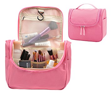 Waterproof Hanging Toiletry Bag,Portable Travel Cosmetic Makeup Bag Travel Kit Organizer Bag (pink-S)