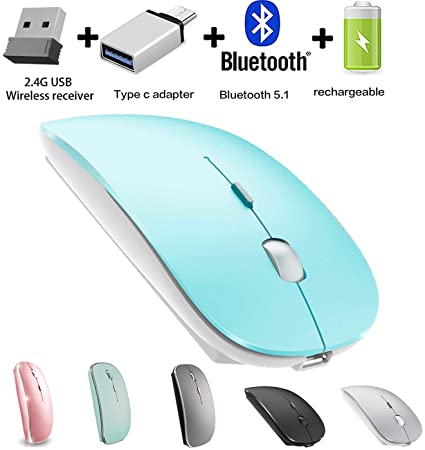 Bluetooth Mouse Wireless Bluetooth Mouse for iPad Mac MacBook Pro MacBook Air iMac Chromebook Desktop Computer (Blue 2)
