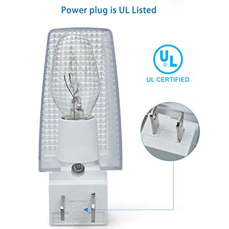 ClearMax Night Light Plug w/ON OFF Toggle, Night Lamp w/Replaceable Bulb - UL Certified 4 Watt