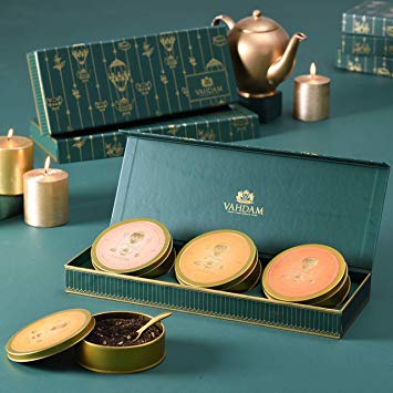 VAHDAM, Assorted Tea Gift Set | 3 Tea Gifts, 75 Servings | Luxury Presentation Box with Award Winning Tea Sampler|Black Tea, Green Tea, Chai Tea | Finest Christmas Gifts for Men & Women|Diwali Gifts