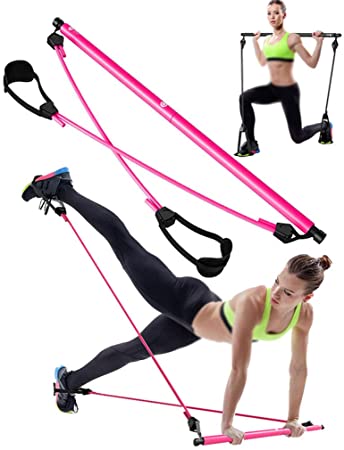 Portable Pilates Bar Kit with Resistance Band Yoga Pilates Stick Yoga Gym  Bar Exercise Equipment for Home for Yoga, Sit Up Bar Resistance Band 