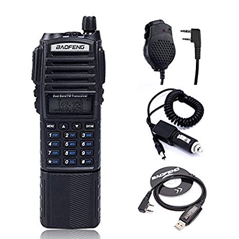 Baofeng UV-82 8W High Power 3800mAh Extended Battery Two Way Radio Dual Band Radio 136-174mhz&400-520mhz   1 USB Programming Cable   1 Car Charger Cable   1 Speaker