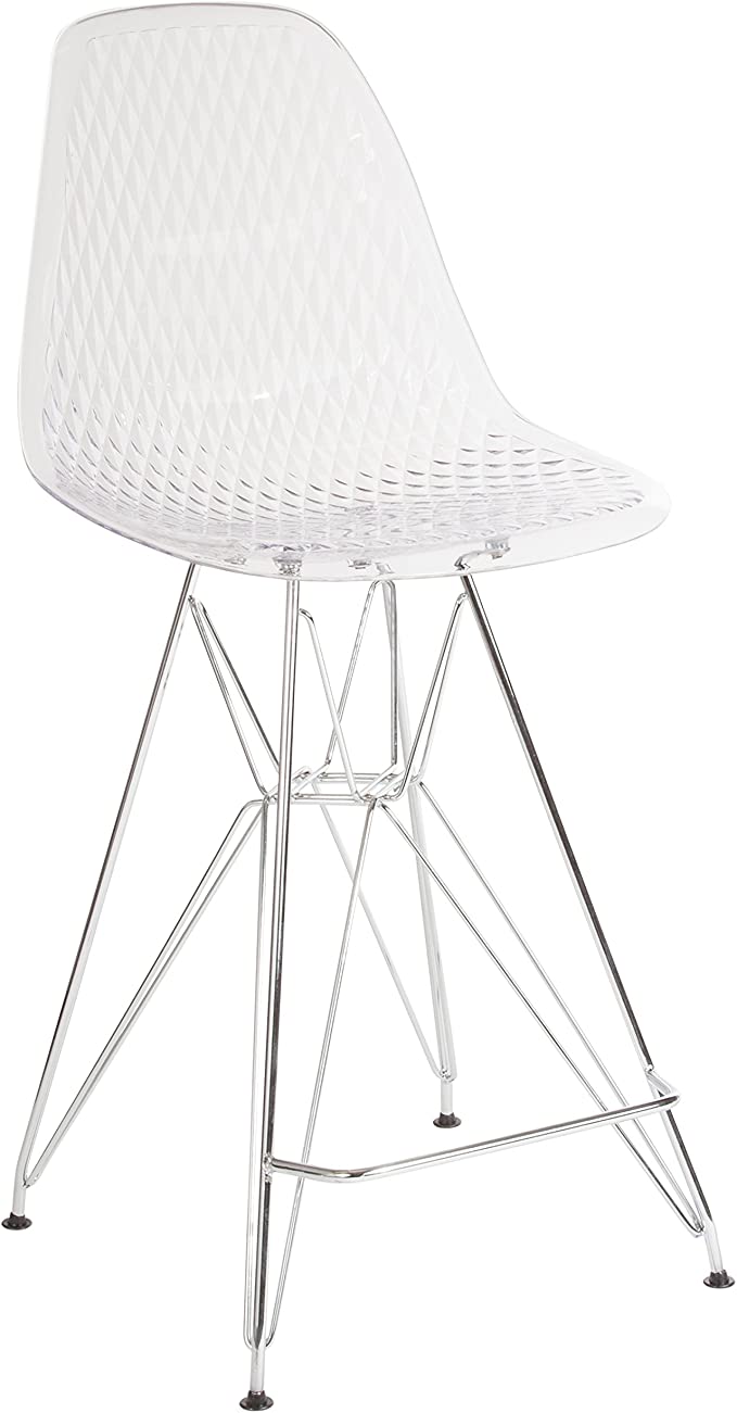 Flash Furniture 26" High Clear Acrylic Counter Height Stool with Chrome Legs