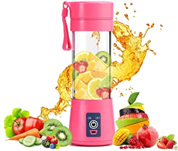 Farberware Portable Electric USB Juice Maker Juicer Bottle Blender Grinder Mixer,6 Blades Rechargeable Bottle with (Multicolor, 6 Blade) (SMALL)