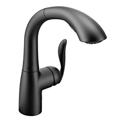 Moen 7294BL Arbor One Handle High Arc Pullout Kitchen Faucet, Matte Black