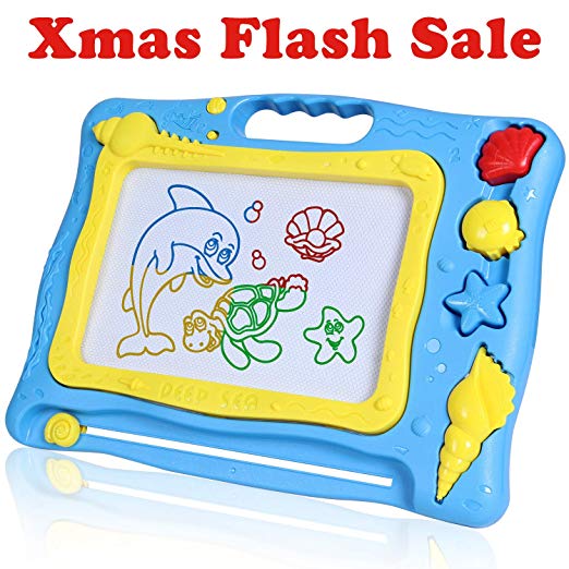 SGILE Magnetic Drawing Board Toy, Non-toxic Magna Doodle Sketch Pad with 3 Stamps and Pen, 16X12.2 Color Erasable Painting Writing Sketching Sketch Pad for Toddler Preschooler Kids Learning Education