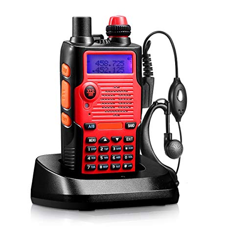 Two Way Radio 8 Watt 2800mAh Rechargeable Large Battery FCC Dual Band VHF 136-174MHz and UHF 400-520MHz Long Range Water Resistant 128 Channels Walkie Talkie with Earpiece Full Kit (Upgraded 2800mAh)