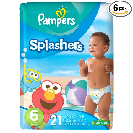 Pampers Splashers Swim Diapers Size 6, 21 Count (Pack of 6)