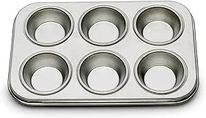 Fox Run Muffin and Cupcake Pan, Micro, Extra Small 6 Cup, Stainless Steel