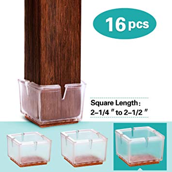 MelonBoat Chair Leg Floor Protectors with Felt Furniture Pads, Chair Glides Feet Caps, 16 Pcs, (Fit Square Length 2-1/4 to 2-1/2 Inch or 5.6-6.4cm)